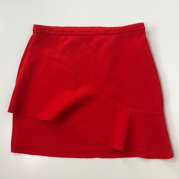 Topshop Dresses & Skirts - Topshop Red Ruffle Raw Hem Mini Skirt